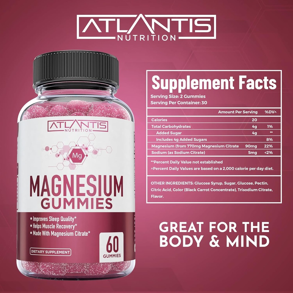 Atlantis Nutrition 60 Tart Cherry Gummies + 60 Magnesium Citrate Gummies 5