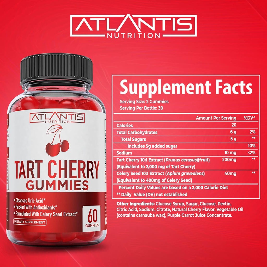 Atlantis Nutrition 60 Tart Cherry Gummies + 60 Magnesium Citrate Gummies 6