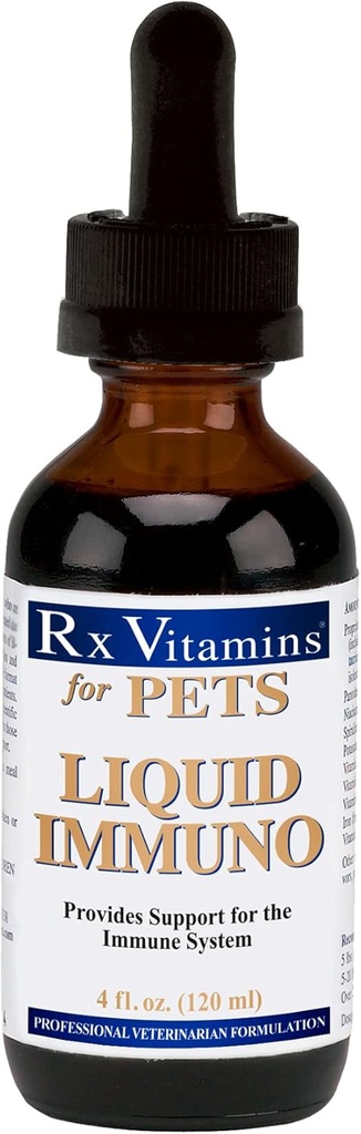 Rx Vitamins Liquid Immuno Dog and Cat Immune Support - L-Lysine for Cats - Reishi Mushroom Supplement for Dogs - Feline & Canine Immune System Support - Bacon Flavor - 4 oz 2
