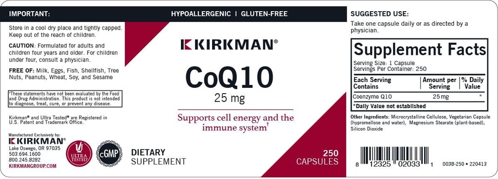 Kirkman Coenzyme Q10-25 mg - 250 Capsules 3