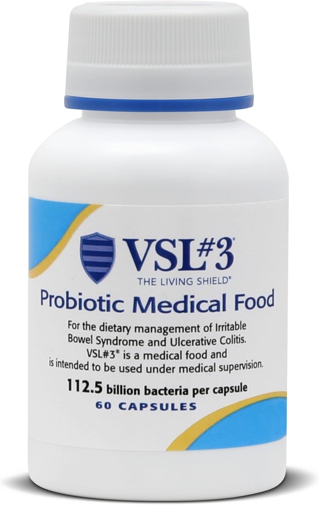 VSL #3® Probiotics for Digestive Health, IBS & UC Symptoms - 112.5B CFUs, High-Potency, Multi-Strain, Live, Refrigerated Probiotic, Medical Food for Gut Health Support in Men & Women, 180 Capsules 3