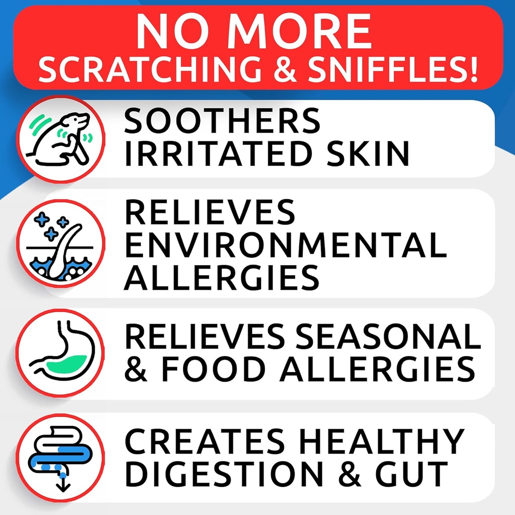 Allergy Relief Dog Treats + Dog Probiotics Chews Bundle - Omega 3 + Pumpkin + Enzymes for Itchy Skin Relief + Digestive Enzymes + Prebiotics for Gas, Diarrhea, Constipation, Upset Stomach Relief 4