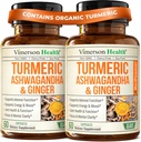 Ashwagandha Turmeric Curcumin Supplement with Ginger - Organic Turmeric Supplement, Curcumin with Black Pepper (95% Curcuminoids), Ginger Root for Joint Health, Energy & Immune Support. 2 Pack 2