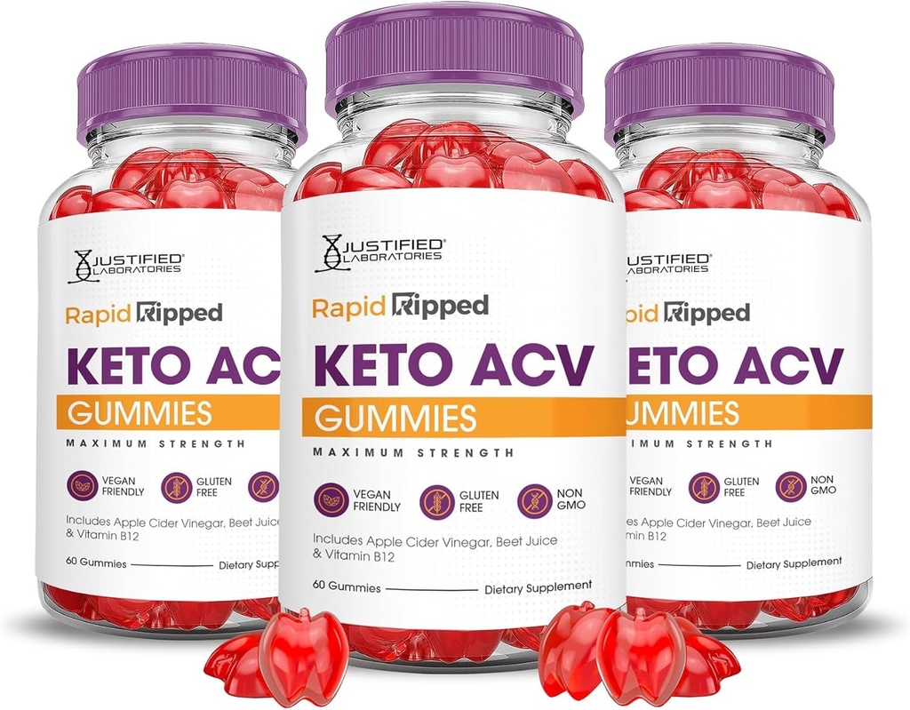 Justified Laboratories (3 Pack Rapid Ripped Keto ACV Vegan Non GMO 180 Gummies 2