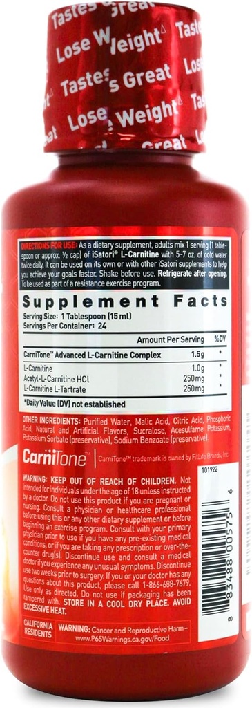 iSatori L-Carnitine 1500, Triple-Blend Liquid L Carnitine Supplement, with Acetyl & Tartrate, Stimulant Free Energy, No Calories, Sugar or Gluten, Keto-Friendly, Pink Lemonade (24 Servings) 3