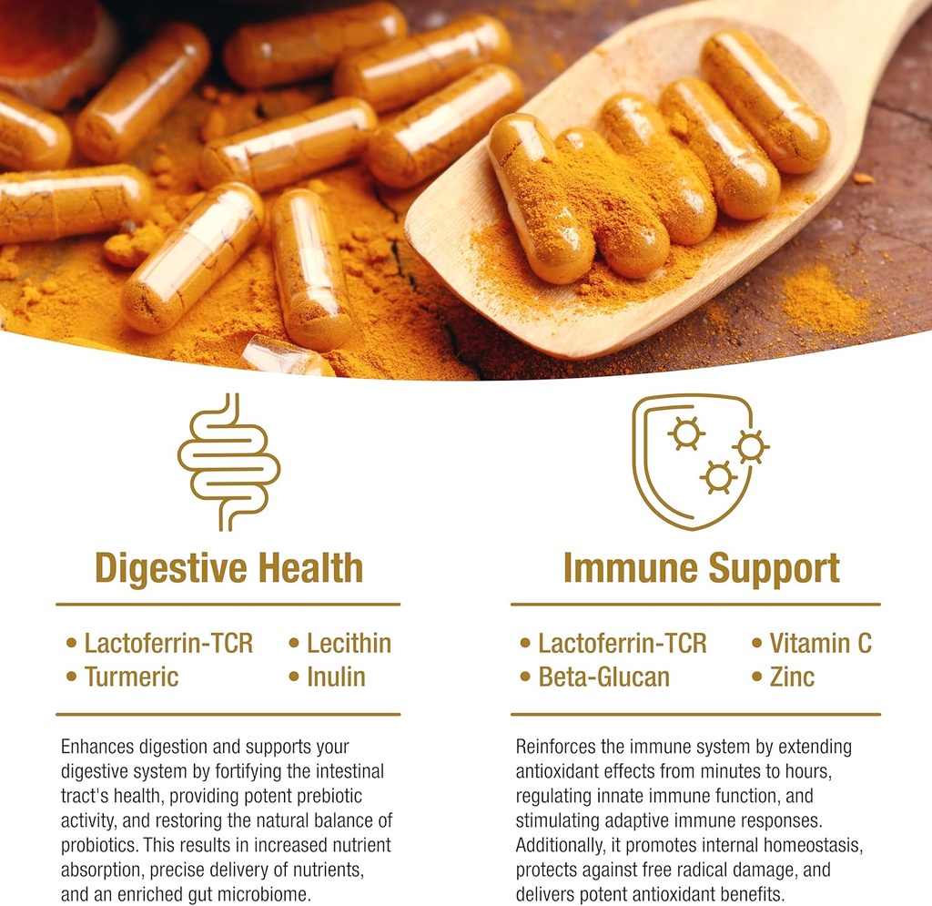 Lactoferrin Gold 1.8 - for Immune Support, Digestive Health, and Iron Absorption - Lactose-Free, Gluten-Free, Non-GMO (30 Count) 5