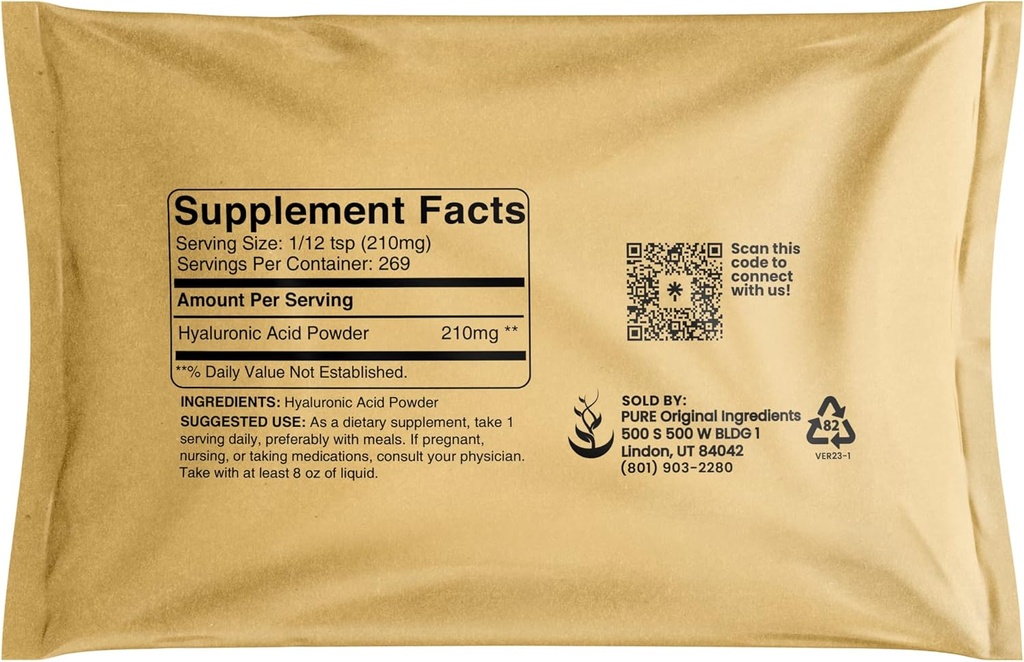 Pure Original Ingredients Hyaluronic Acid (2oz) Water Soluble, Fine Powder 3