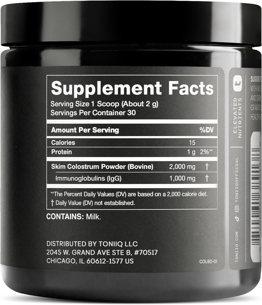 Ultra High Strength Bovine Colostrum Powder - 50% IgG - 2,000mg per Serving - Third Party Tested for Potency - Supports Immune, Gut, and Skin Health - 30 Servings -Premium Bovine Colostrum Supplement 3