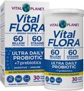 Vital Planet - Vital Flora Ultra Daily Probiotic 60 Billion CFU, 60 Diverse Strains, 7 Organic Prebiotics, Immune Support, Digestive Health Shelf Stable Probiotics for Women and Men 30 Capsules 2