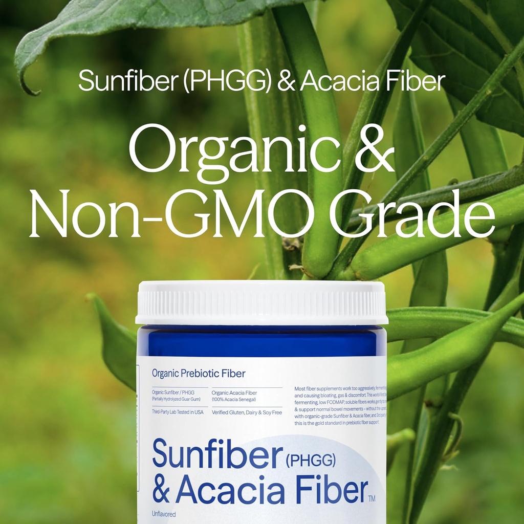 Essential Stacks Organic Sunfiber Prebiotic Fiber (Partially Hydrolyzed Guar Gum/PHGG) with Acacia Fiber Powder - Gluten Free, Non-GMO & Unflavored Soluble Fiber (7.4 oz) 5