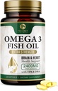 Omega 3 Fish Oil Pills 2400mg - Triple Strength Omega 3 Fish Oil Supplements - Best EPA & DHA Fatty Acids for Brain & Heart Health Support, Nature's Omega3 Supplement, 30 Day Supply - 60 Softgels 2