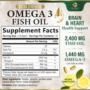 Omega 3 Fish Oil Pills 2400mg - Triple Strength Omega 3 Fish Oil Supplements - Best EPA & DHA Fatty Acids for Brain & Heart Health Support, Nature's Omega3 Supplement, 30 Day Supply - 60 Softgels 3