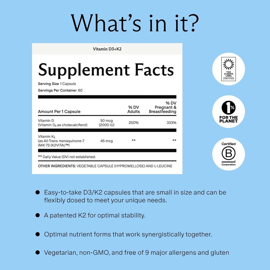 Needed. Expertly-Formulated Prenatal Vitamin D3/K2 | for Fertility, Pregnancy Breastfeeding, and Postpartum, Healthy Immunity and Bone Development, Supports Breast Milk Vitamin D Levels | 60 Capsules 3