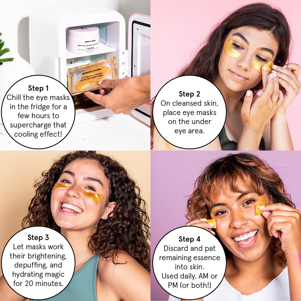 grace & stella Award Winning Under Eye Mask - Travel Essentials - Birthday Gifts for Women - Gel Eye Patches for Dark Circles, Puffy Eyes, Wrinkles, Undereye Bags - Vegan - Self Care (24 Pairs, Gold) 6