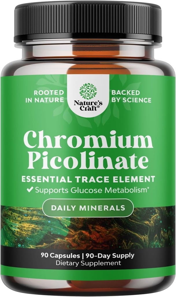 Chromium Picolinate 200mcg Mineral Supplements - Natural Chromium Supplement for Sugar Balance Muscle Growth Brain Booster Heart Health - Natural Pre Workout for Men and Women 2