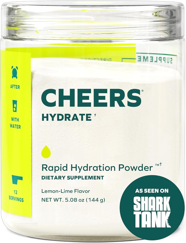 Cheers Hydrate | Oral Rehydration Solution | Electrolytes for Rapid Hydration | Lemon Lime Flavor | 12 Servings | Electrolyte Supplement with Sodium, Potassium, Glucose 2