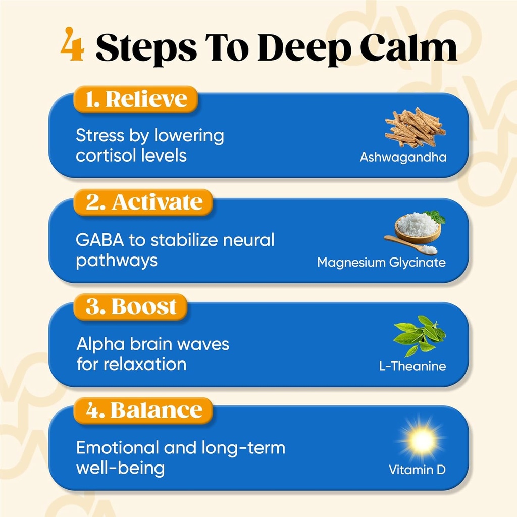 Venture Pal Calming Powdered Drink Mix, Magnesium Glycinate, Ashwagandha, L-Theanine,Vitamin D, Lions Mane, Sugar Free Magnesium Supplement Blend for Relax & Focus, Non GMO, Vegan, On The Go 5