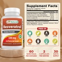 Best Naturals 2 Packs Resveratrol Complex 500 mg 60 Veg Capsules Made with Grape Skin, Red Wine, Quercetin - Gluten Free & Non GMO - (Total 120 Capsules) 3