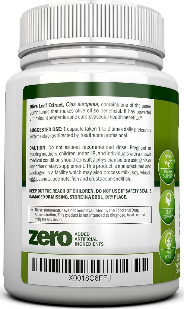 Olive Leaf Extract - 750 Mg - 120 Capsules - Extra Strength - 20% Oleuropein - Non-GMO Formula - Premium Quality From Pure Olive Leaves - Powerful Antioxidant - Great for Heart, Skin and Brain 6