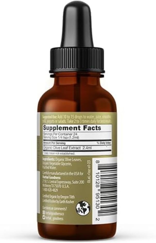 Herbal Goodness Olive Leaf Extract Liquid 1oz - for Immune Boost, Cadiovascular Support, Cognitive Wellbeing, Improved Skin Health and Digestive Comfort with Antioxidants - 1 Bottle 4