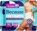 Because Adult Incontinence Underwear for Sensitive Skin - Women - Premium Overnight Disposable Briefs, Anti Odor - White, X-Large - Absorbs 6 Cups - 48 Count (4 Packs of 12) 2