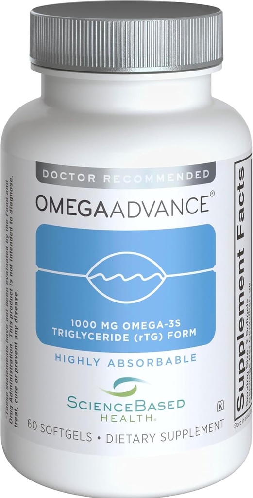 OmegaAdvance Omega-3 Fish Oil – Triglyceride Form with 1000 mg EPA & DHA – Plus Lutein & Zeaxanthin – Supports Heart, Brain Health and Eye Health – Lemon Coated – 60 Softgels 2