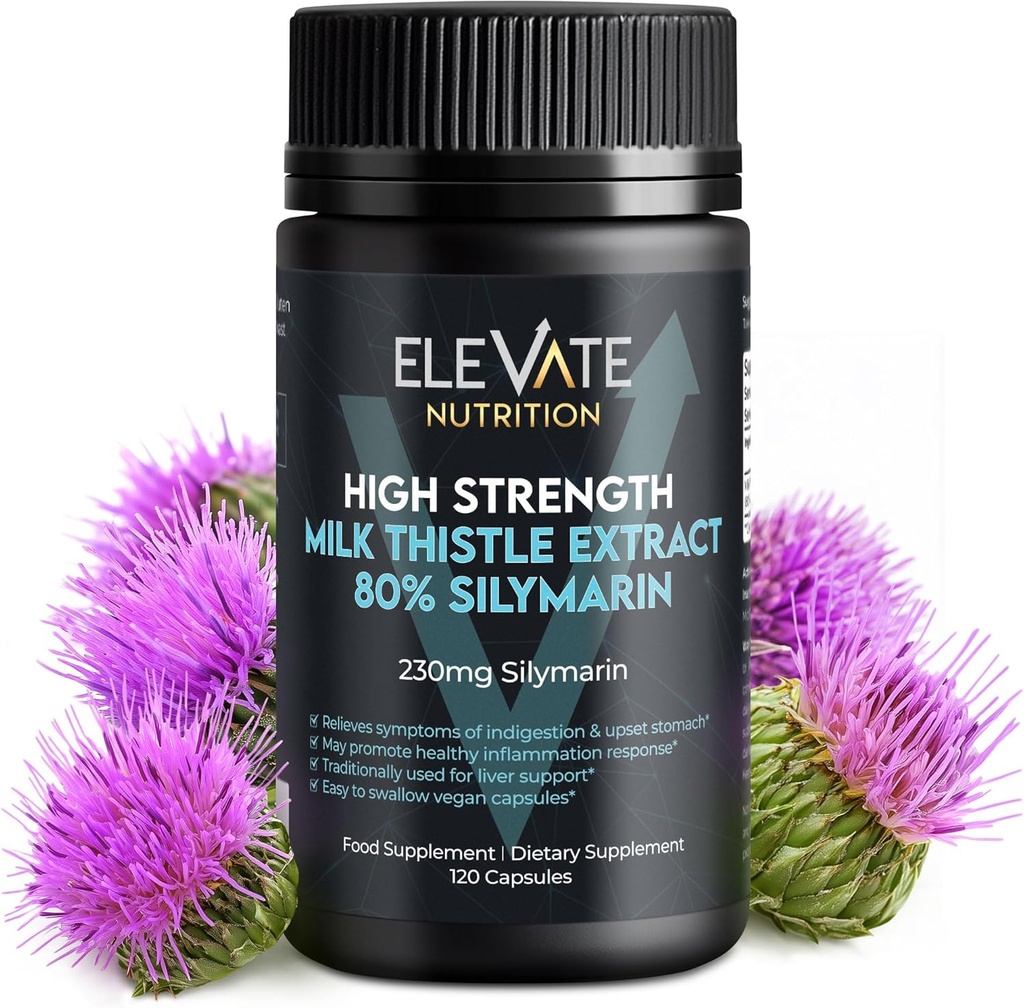 ELEVATE NUTRITION Milk Thistle - 288 mg, 80% Silymarin Extract - 120 Vegan Capsules - Dietary Health Supplement May Support Liver Wellness & Digestive Comfort 2