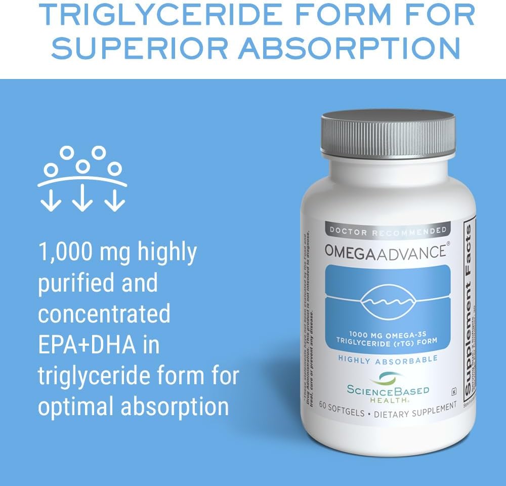 OmegaAdvance Omega-3 Fish Oil – Triglyceride Form with 1000 mg EPA & DHA – Plus Lutein & Zeaxanthin – Supports Heart, Brain Health and Eye Health – Lemon Coated – 60 Softgels 4