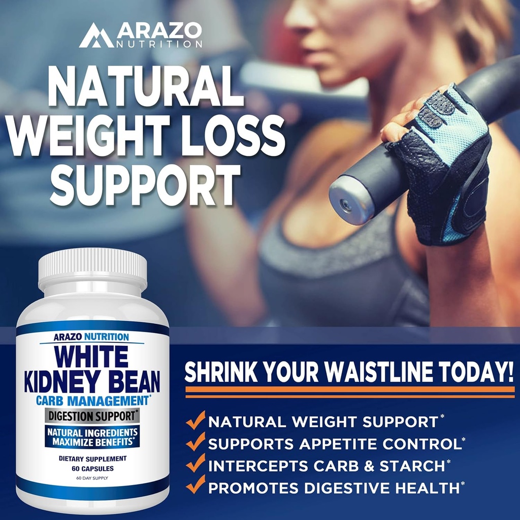Arazo Nutrition White Kidney Bean Extract - 100% Pure Carb Blocker and Fat Absorber for Weight Support - Intercept Carbs 5