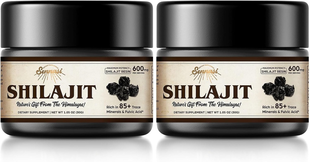 Shilajit Pure Himalayan Organic Shilajit Resin - 600mg Maximum Potency Natural Organic Shilajit Resin with 85+ Trace Minerals & Fulvic Acid for Energy, Immune Support, 30 Grams (2 Pack) 2
