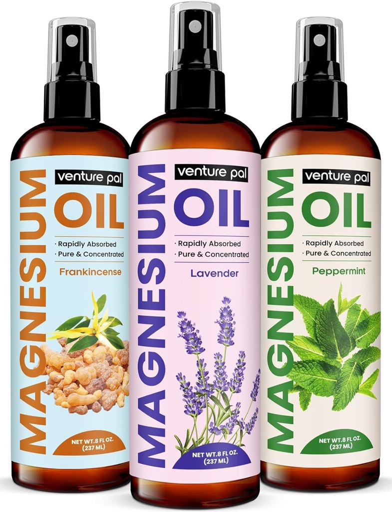 Venture Pal 100% Pure Magnesium Oil Spray with Lavender, Fast Absorption, Less Sting, Ultra-Soothing for Sleep & Muscle Relaxation, Seven (Big 8 oz) Minerals 2