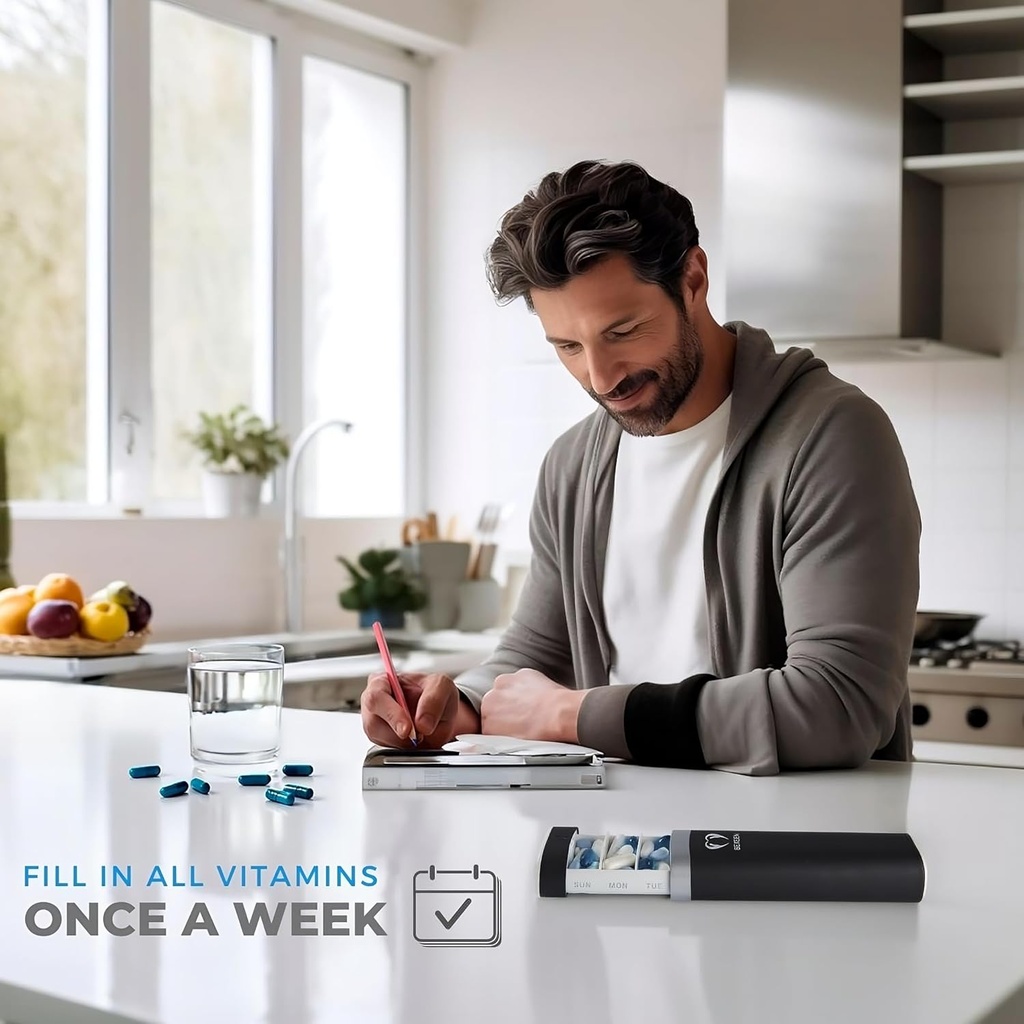 Pill Box 7 Day - Stylish Pill Case Travel Weekly Pill Organizer Cute Pill Holder for Home & Work Travel Pill Box Container Portable Daily Pill Organizer for Vitamin Supplement Pretty Pill Dispenser 3