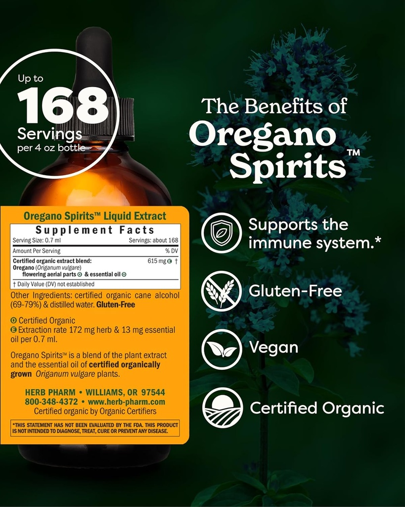 Herb Pharm Oregano Spirits Extract and Essential Oil Blend for Immune Support* - 4 Ounce 3