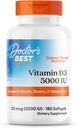 Doctor's Best Vitamin D3 5000IU, Non-GMO, Gluten & Soy Free, Regulates Immune Function, Supports Healthy Bones, White, No Flavour, 180 Count 2