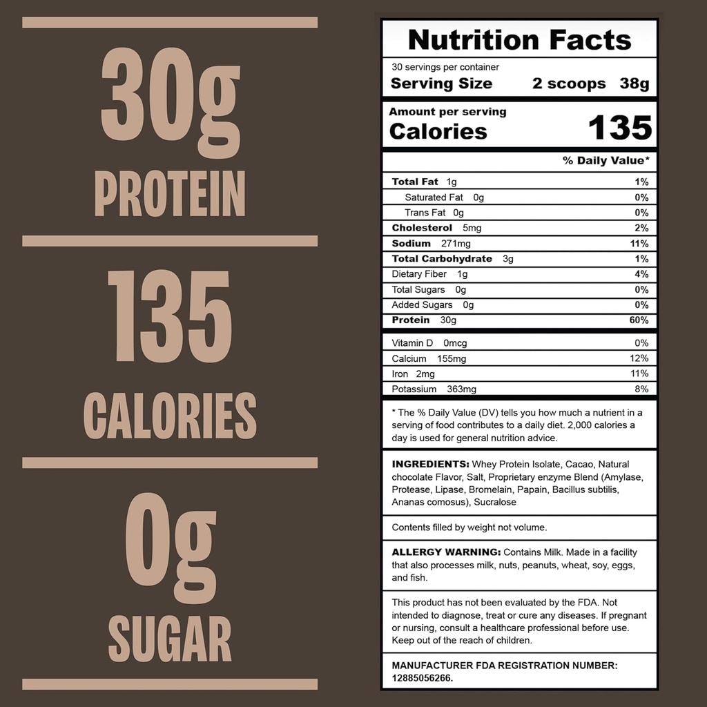 Chocolate Protein Powder, 30G of Whey Protein, Low Calorie & Fast-Absorbing, 0 Sugar, Soy-Free & Gluten-Free Protein Powder, 30 Servings 4