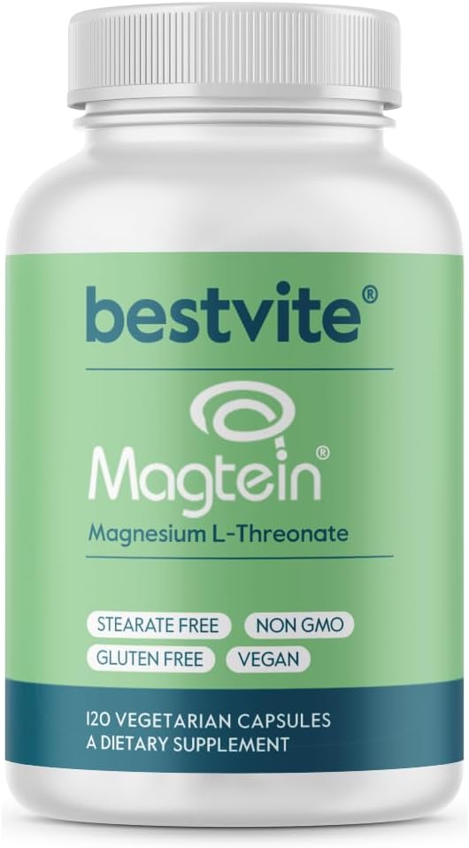 BESTVITE Magtein Magnesium L-Threonate Capsules - 2000mg per Serving (120 Vegetarian Capsules) - Patented and Bioavailable Magnesium - No Stearates - No Fillers - Vegan - Non GMO - Gluten Free 2
