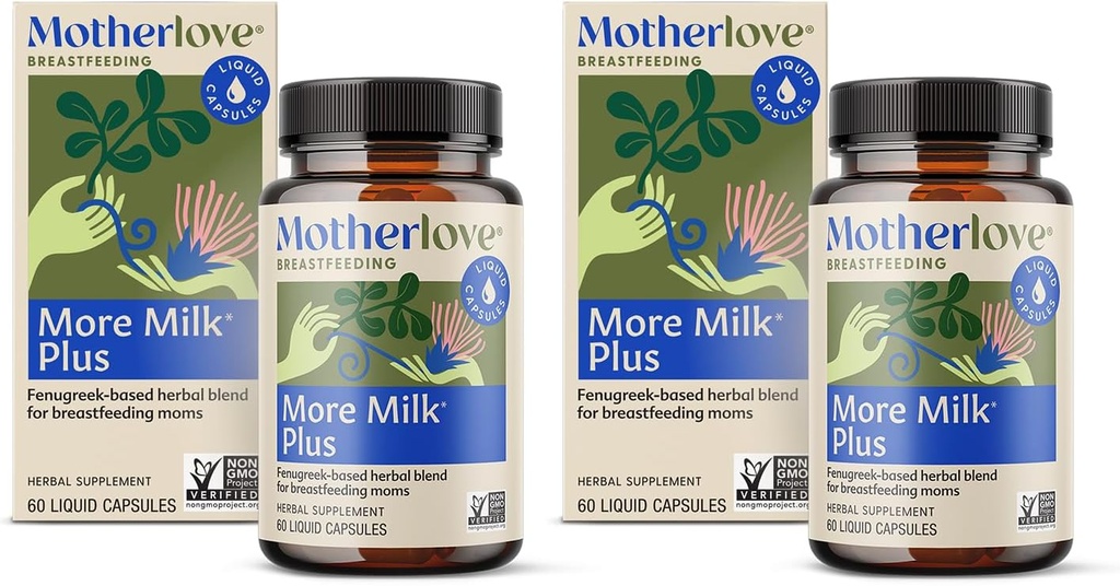 Motherlove More Milk Plus (60 Liquid caps 2 Pack) Fenugreek-Based Lactation Supplement to Support Breast Milk Supply—Non-GMO, Organic Herbs, Vegan, Kosher 2