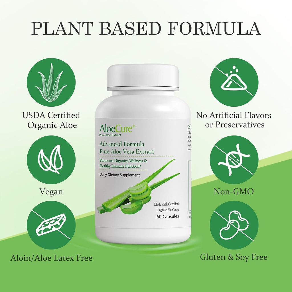 AloeCure Organic Aloe Vera Capsules Pack - 3 Pieces - Melatonin + Collagen, Aloe Vera Capsules, Probiotic + Enzyme 4