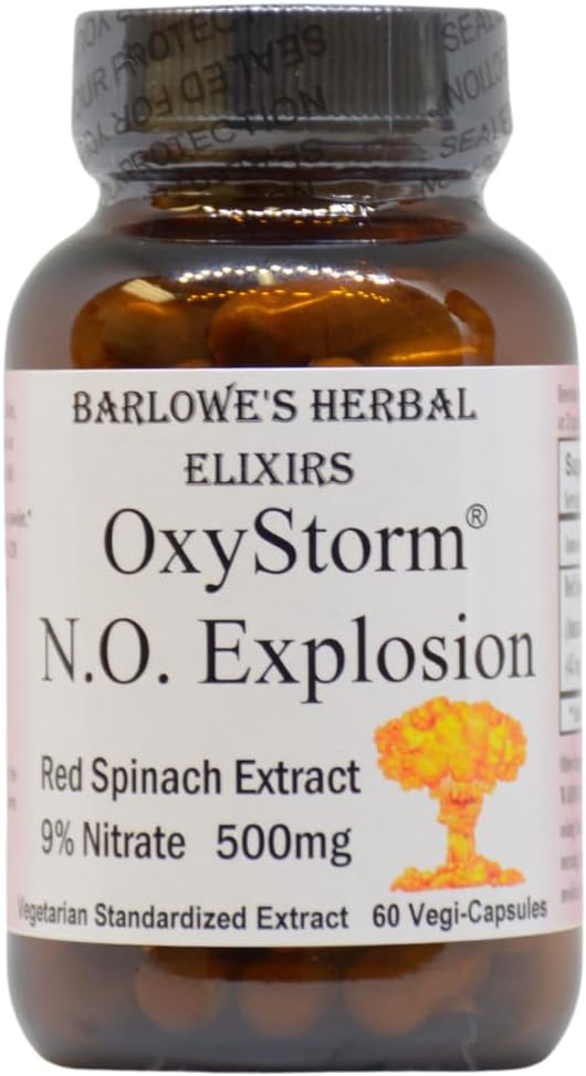 Barlowe's Herbal Elixirs OXYSTORM® N.O. Explosion | Red Spinach Extract 9% | Natural Nitric Oxide Booster | 500mg Per Capsule | 60 Vegan Capsules | No Oxalates, Stearate-Free, Glass Bottled 2