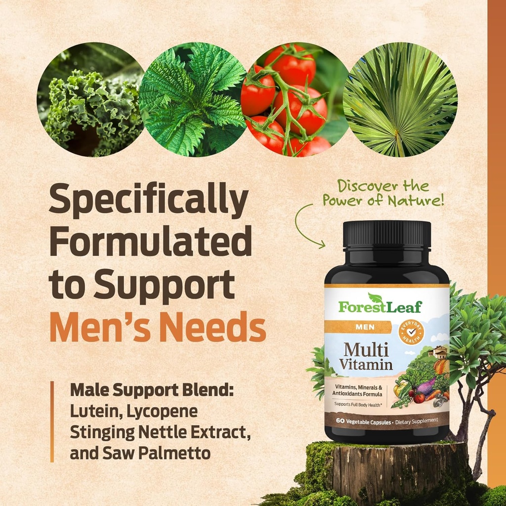 ForestLeaf Daily Vitamin Multivitamin for Men, Multi-Vitamin for Men - Mens Multivitamins & Multiminerals Supplement | All Essential Vitamins Needed for Health, Longevity & Energy | 60 Veg Caps 4