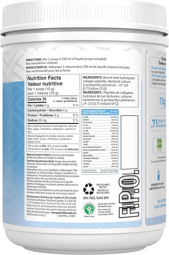 GARDEN OF LIFE Grass Fed Collagen Peptides, 560 GR 4