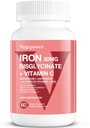 Iron Bisglycinate, 30mg Vegan Iron Supplement for Women & Men, Chelated with Vitamin C, B12, Folic Acid - Iron Pills for Anemia, High Absorption, Gluten-Free, Non-GMO - 60 Capsules 2