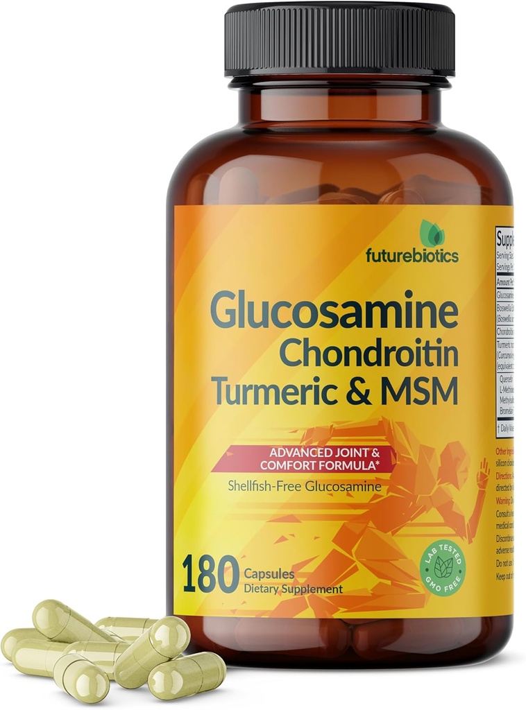 Futurebiotics Glucosamine Chondroitin Turmeric & MSM Advanced Joint Formula, Supports Healthy Joints & Mobility - Non-GMO, 180 Capsules 2