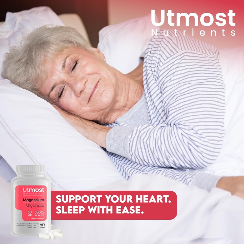 Magnesium Glycinate Supplement - Just 1 Capsule=175 MG of Absorbable Magnesium (350 MG in 2 Capsules) Non-GMO, Gluten-Free, Major-Allergen Free-Promotes Nighttime Calm & Muscle Wellness (60 Capsules) 6