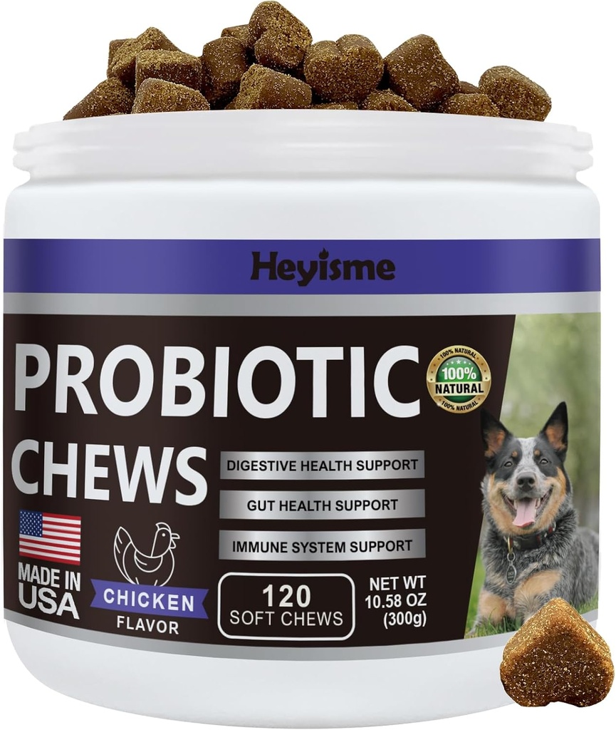 Probiotics for Dogs, Improve Yeast Balance, Itchy Skin Itchy Ears, Gut Health, Allergies, Immunity, Dog Probiotics and Digestive Enzymes with Prebiotics - Reduce Diarrhea (Chicken, 120 Chews) 2