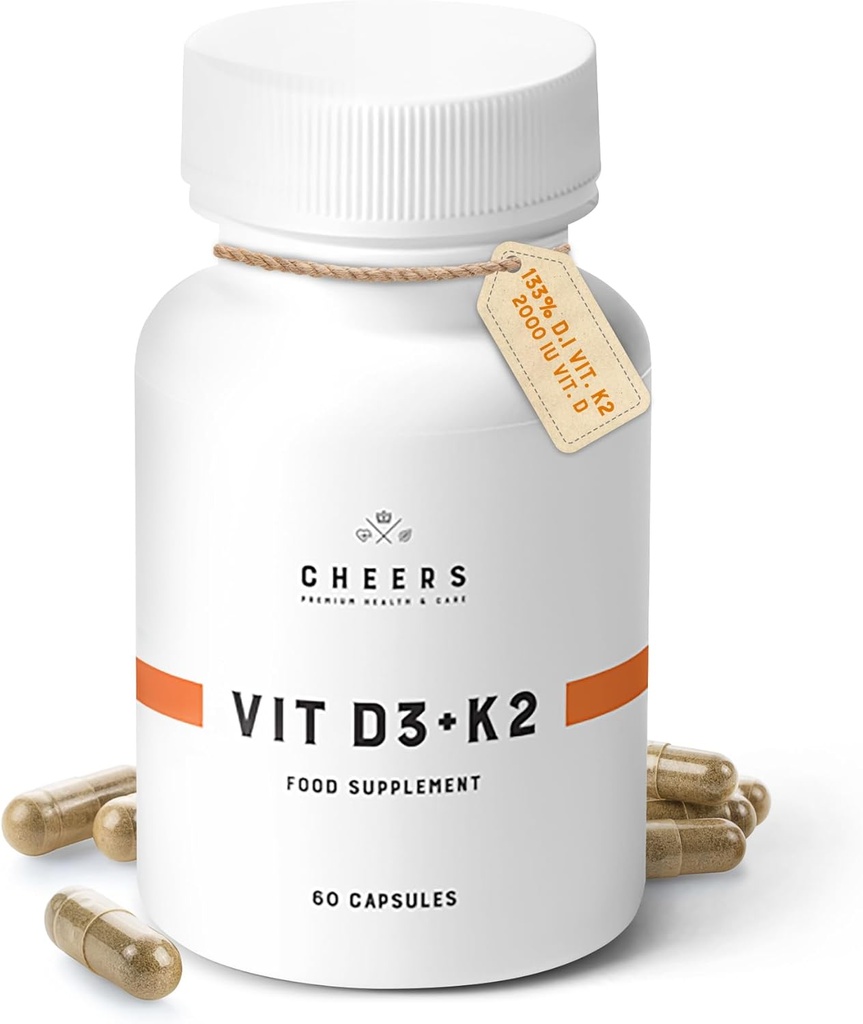 CHEERS Vitamin D3 K2 Supplement | 2000 IU Algae-D3 + 133% Daily Intake K2 MK-7 | Science-Backed Vita-Algae D® & VitaMK7® | Vegan, Non-GMO | No Fillers, Additives or Preservatives | 60 Capsules 2