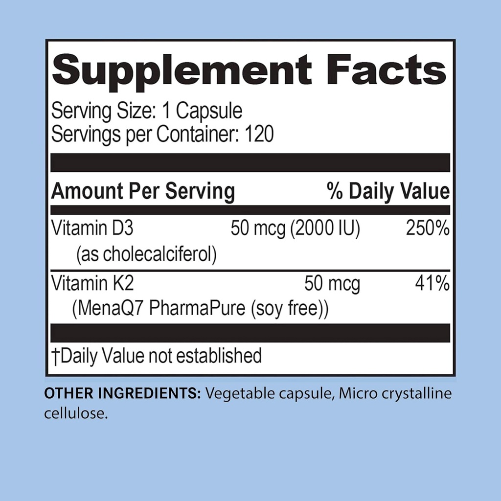 Life Enhancement Vitamin D3 K2-2000 IU with Vitamin K2 MK-7 Soy-Free - 120 Servings 3
