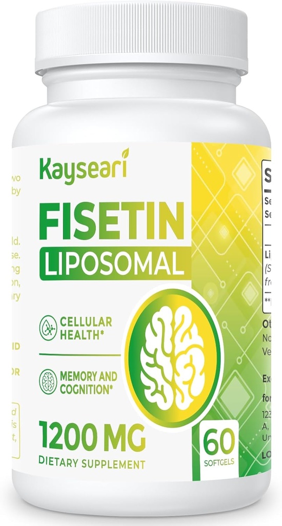 Fisetin 1200mg Liposomal Fisetin Supplements 98% Pure Fisetin Polyphenols Antioxidants Immunity Health Aging Cognitive Support Non-GMO 60 Capsules 2