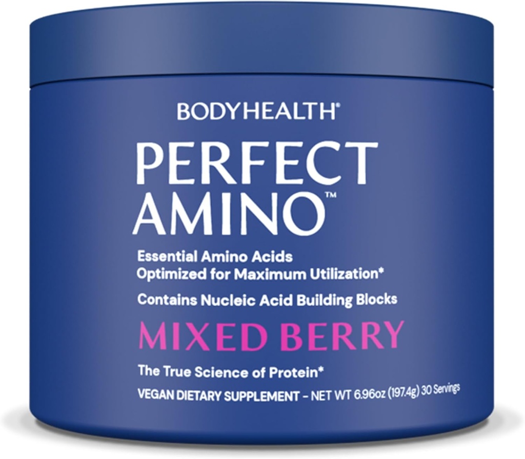 BodyHealth PerfectAmino Powder - BCAA and EAA Powder for Pre and Post Workout - Amino Acid Energy Drink for Men and Women to Support Lean Muscle and Recovery - Mixed Berry - 30 Servings 2