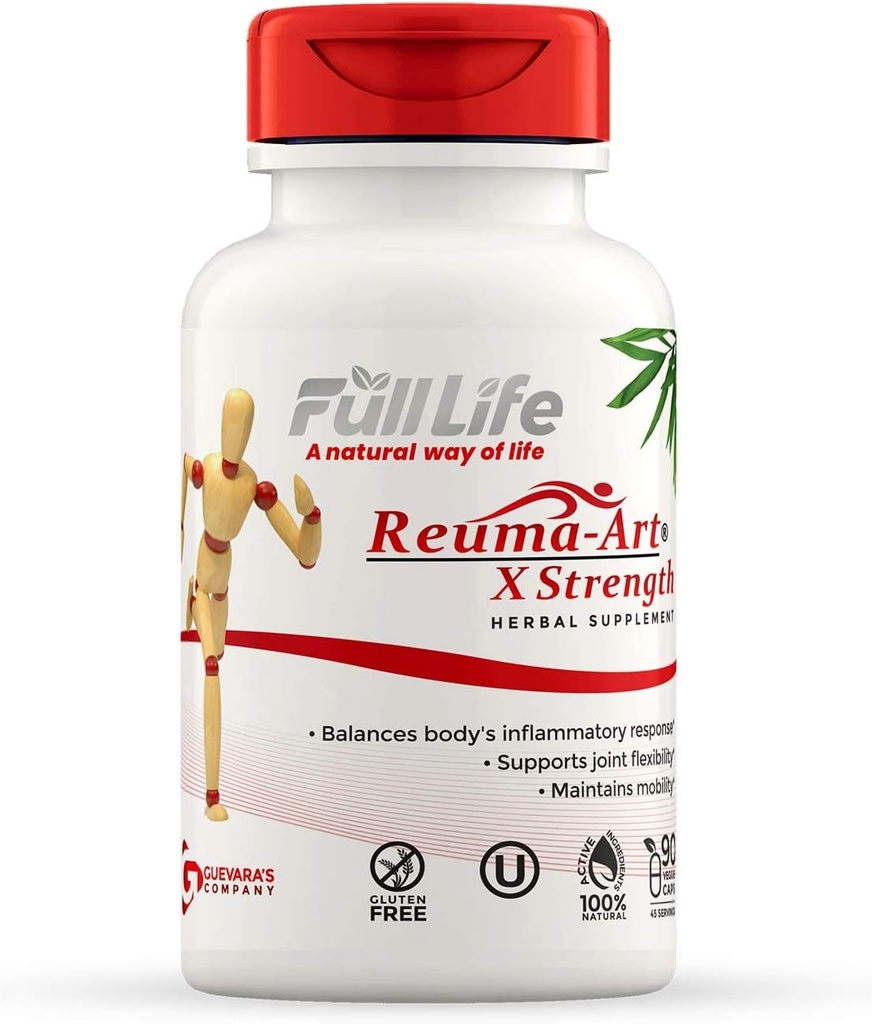 Full Life Reuma-Art X Strength and Noni Capsules - Herbal Supplement - Organic Noni Fruit Extract - Kosher, Gluten-Free - 90 Veggie Capsules Each 3